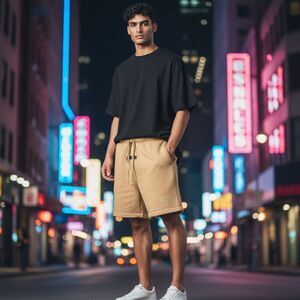 Fear of God Essentials Sweat Shorts Tan Logo Drawstring Men’s Size S